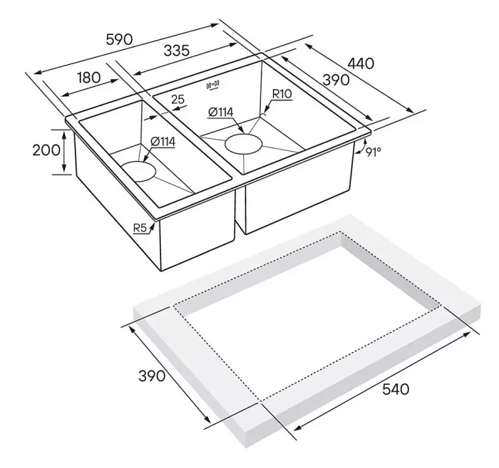 Кухонная мойка Paulmark Zusat PM225944-GML черный