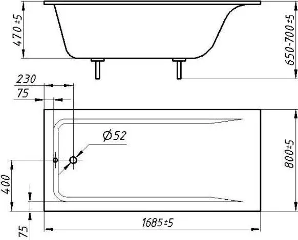 Чугунная ванна Delice Parallel 150х70 DLR_220503 белый