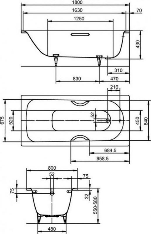 Стальная ванна Kaldewei Advantage 180x80 mod. 375-1 112800013001