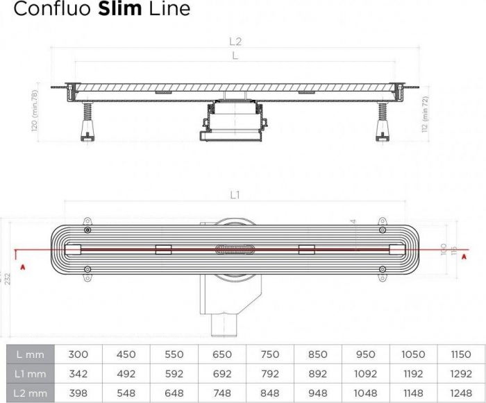 Душевой лоток Pestan Confluo Slim Line 950+ 13000303, хром