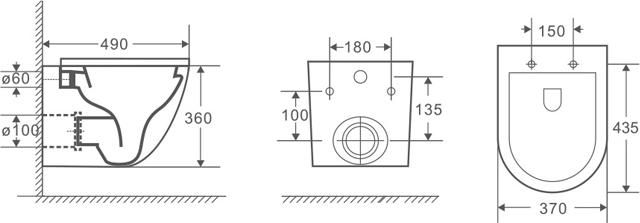 Унитаз подвесной Azario Grado AZ-0046 безободковый с микролифтом, белый