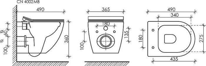 Комплект инсталляция с подвесным унитазом Ceramica Nova Metropol CN4002MB_1001B_1000 с сиденьем микролифт и черной клавишей смыва