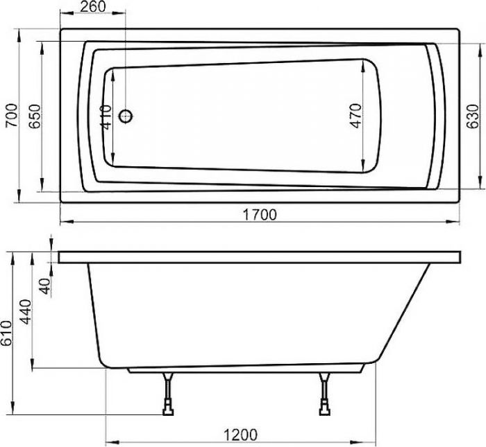 Акриловая ванна Ravak Domino ‎Plus 170x70 C632R00000, белый