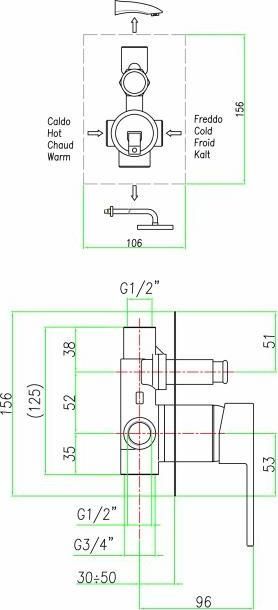 Смеситель для душа Fiore Kube 100NN7517