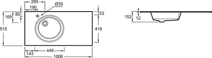 Раковина 101 см Jacob Delafon Odeon Rive Gauche EB2564-DE2