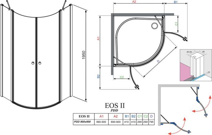 Дверь для душевого уголка Radaway EOS II PDD 90 R