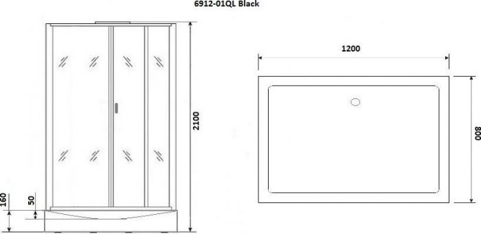 Душевая кабина Niagara Premium 69120134QLBLACK 120х80х210 стекло тонированное