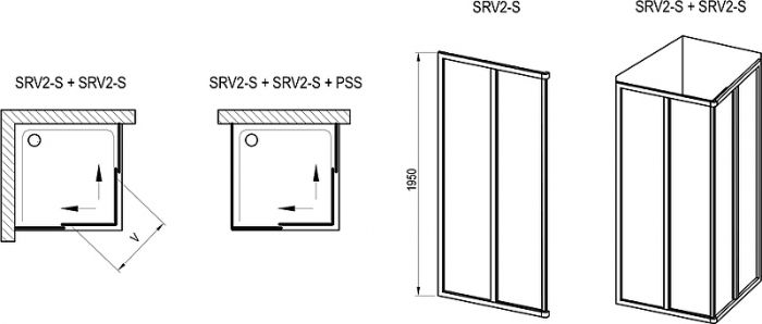 Душевая дверь Ravak Supernova SRV2-100 195 S 14VA01O211, профиль белый