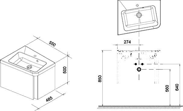 Тумба с раковиной Ravak SD 10° 55 тёмный орех L