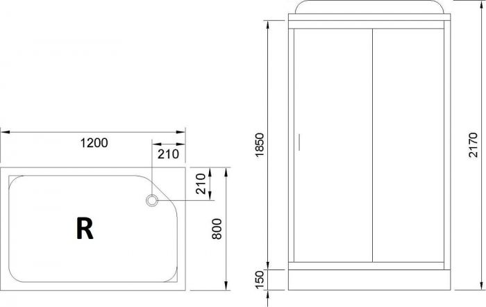 Душевая кабина 120х80 см Royal Bath HP RB8120HP6-BT-CH-R стекло прозрачное