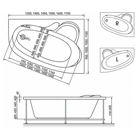 Акриловая ванна Relisan Ariadna 160х105 Гл000000535 белый