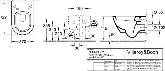 Подвесной унитаз Villeroy & Boch Subway 2.0 560050R1 alpin