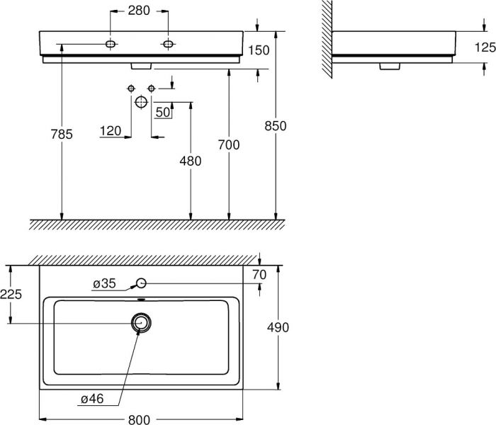 Раковина Grohe Cube Ceramic 3946900H 80 см