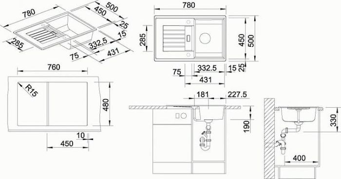 Кухонная мойка Blanco Zia 45 S 526013 чёрный
