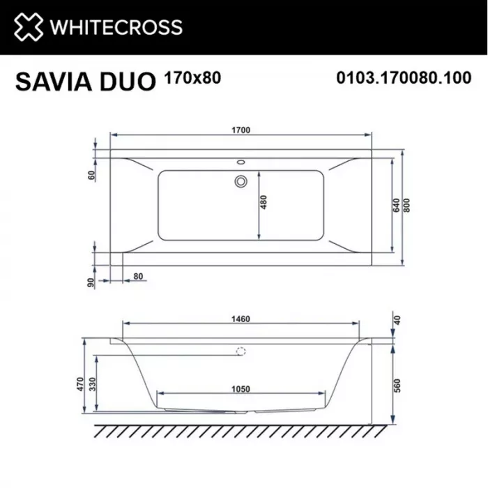 Акриловая ванна Whitecross Savia Duo 170х80 0103.170080.100.SOFT.GL белый