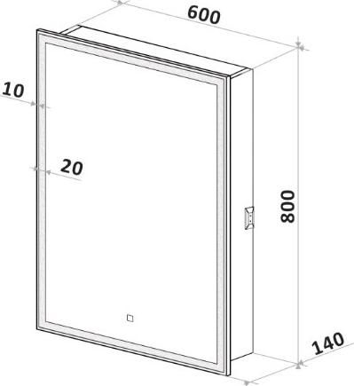 Зеркальный шкаф Art&Max Techno AM-Tec-600-800-1D-R-DS-F, белый