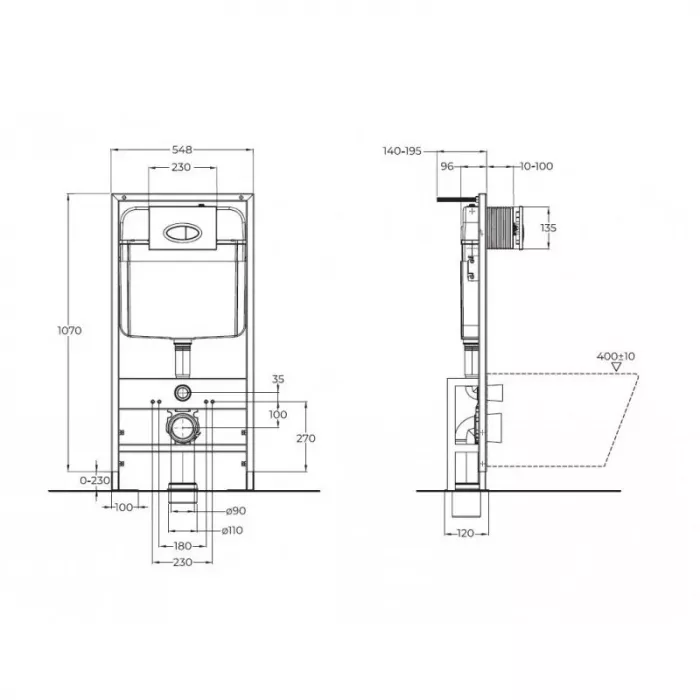 Инсталляция BelBagno для подвесного унитаза, с усиленными креплениями, BB025