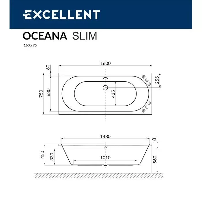 Акриловая ванна Excellent Oceana 160х75 WAEX.OCE16S.SMART.BR бронза, белый