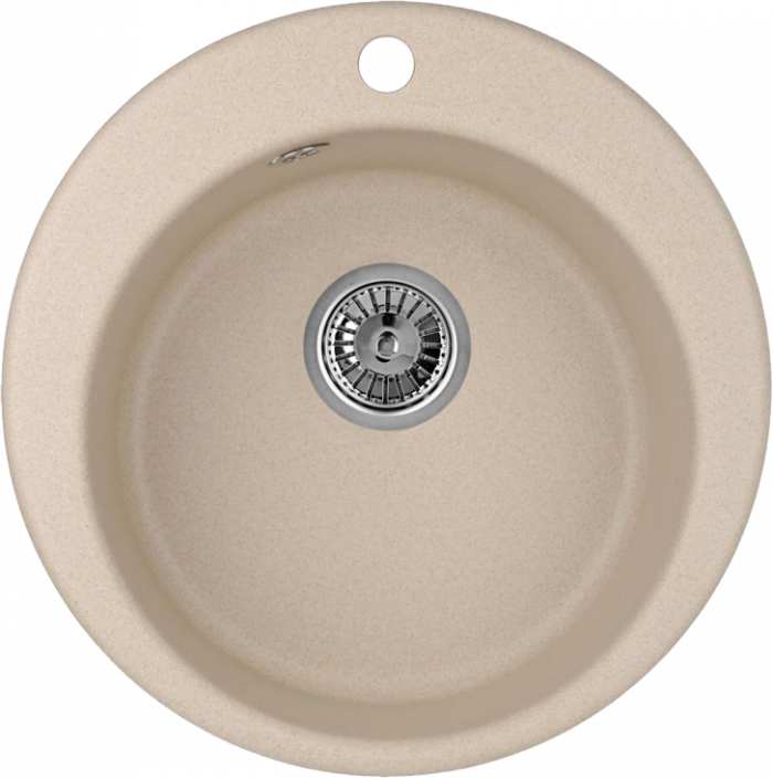 Мойка кухонная Domaci Солерно DMQ-1475.C сардоникс, бежевая, 37х37 см, круглая, кварцевая, встраиваемая