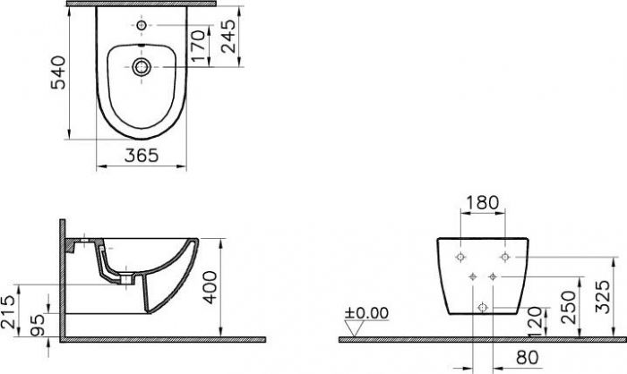Подвесное биде VitrA Sento 4338B003-1046, белый