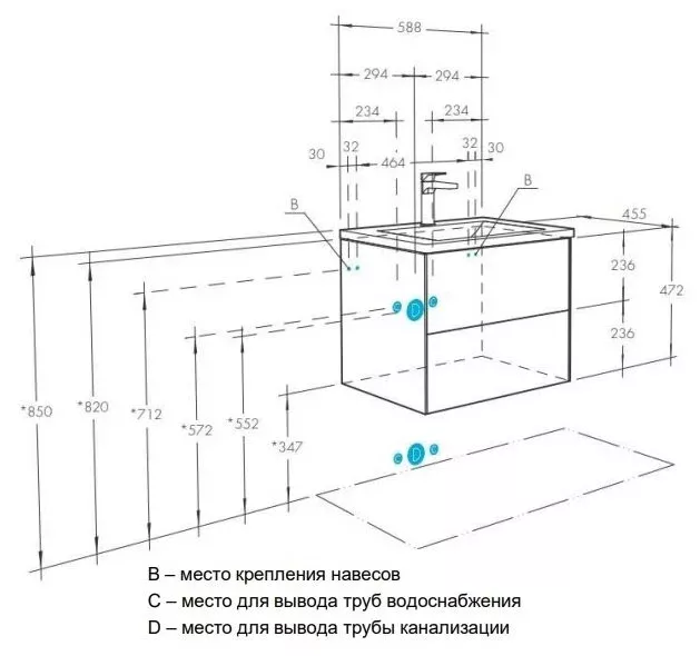 Тумба под раковину Акватон Сохо 1A258001AJ010 белый