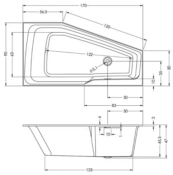 Акриловая ванна Riho Rething Space 170х90 B113006005 белый