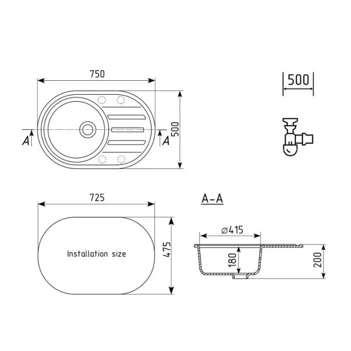 Кухонная мойка Ulgran Quartz Nora Nora 750-09 черный