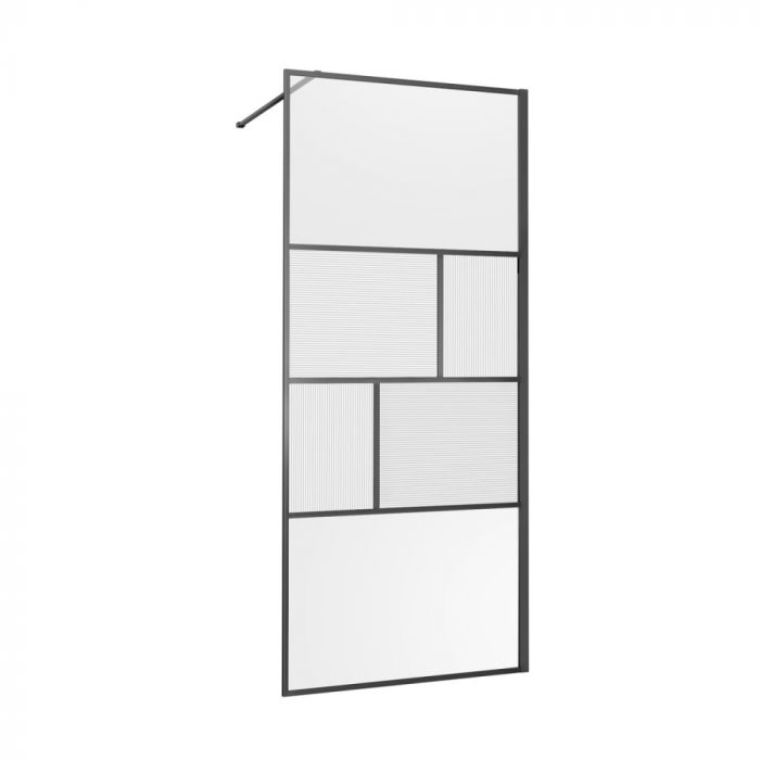 Душевая перегородка Vincea Walk-In HC Art VSW-1HC900CFGM 90 см, вороненая сталь, стекло прозрачное/рифленое