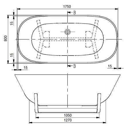 Акриловая ванна Villeroy & Boch Antheus 175х80 UBQ175ANH7F400V-01 белый