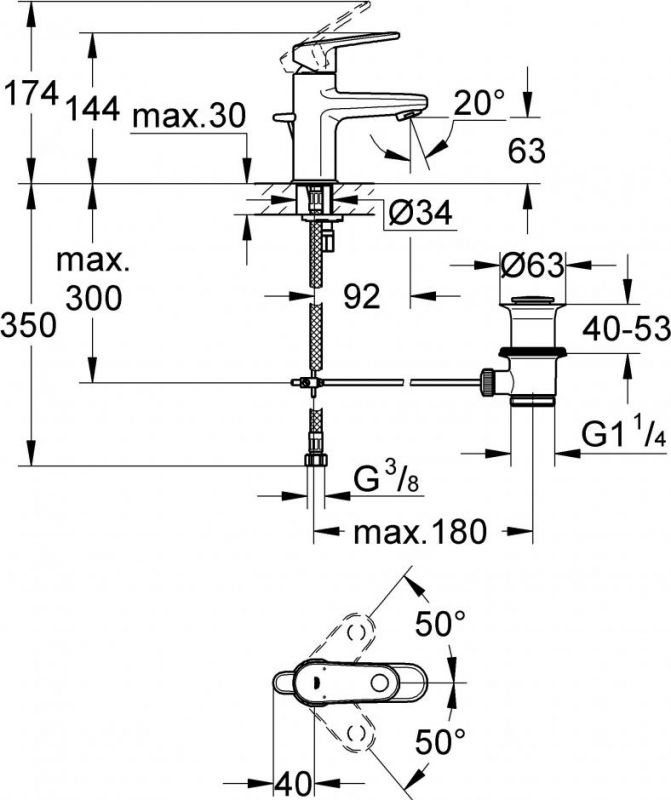 Смеситель Grohe Europlus II 33156002 для раковины