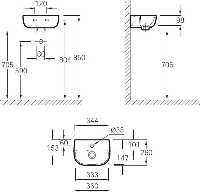 Раковина 36 см Jacob Delafon Odeon Up E4761-00