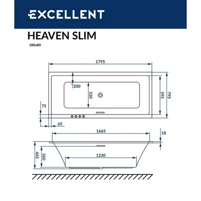 Акриловая ванна Excellent Heaven 180х80 WAEX.HEV18S.SOFT.BR бронза, белый