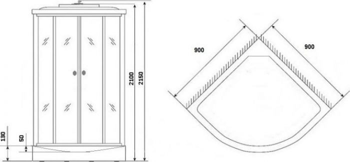 Душевая кабина Niagara Eco 4301 90х90х215 стекло матовое