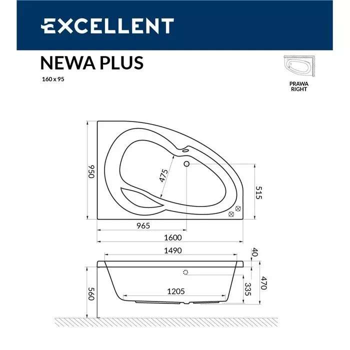 Акриловая ванна Excellent Newa 160х95 WAEX.NEP16.RELAX.BR бронза, белый