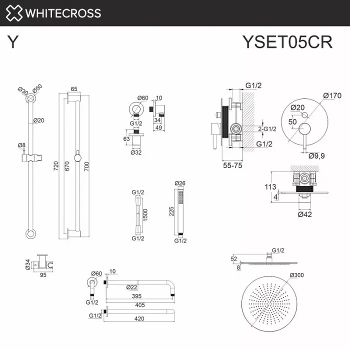 Душевая система Whitecross Y brushed gold YSET05GLB золото