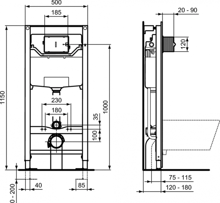 Комплект инсталляция с подвесным унитазом Ideal Standard I Life B I001401 с сиденьем микролифт