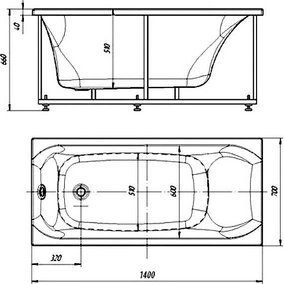 Акриловая ванна Aquatek Альфа 140х70 см ALF140-0000023, белый