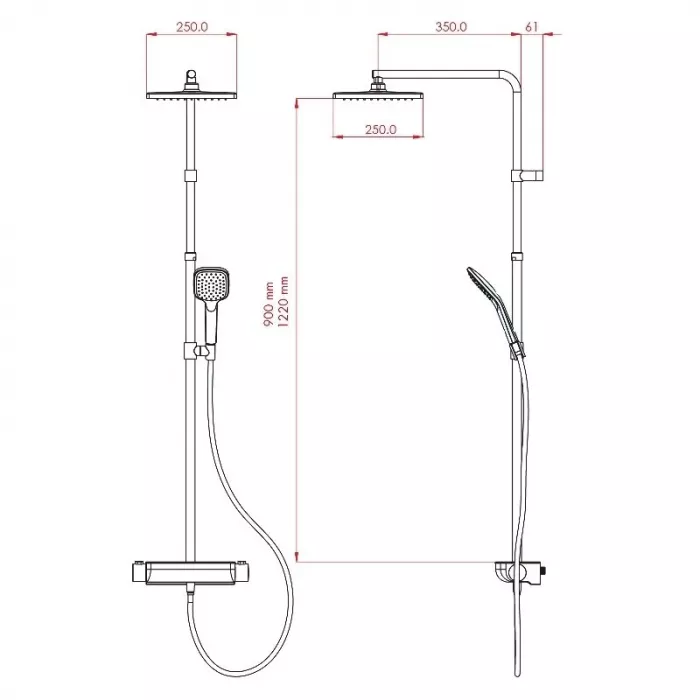 Душевая система Teska Mira DK2920C хром, белый