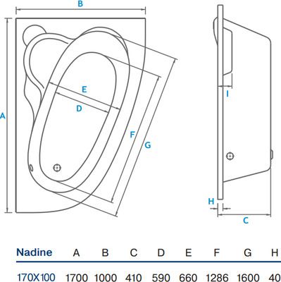 Акриловая ванна Koller Pool Nadine L 170х100 NADINE170X100L