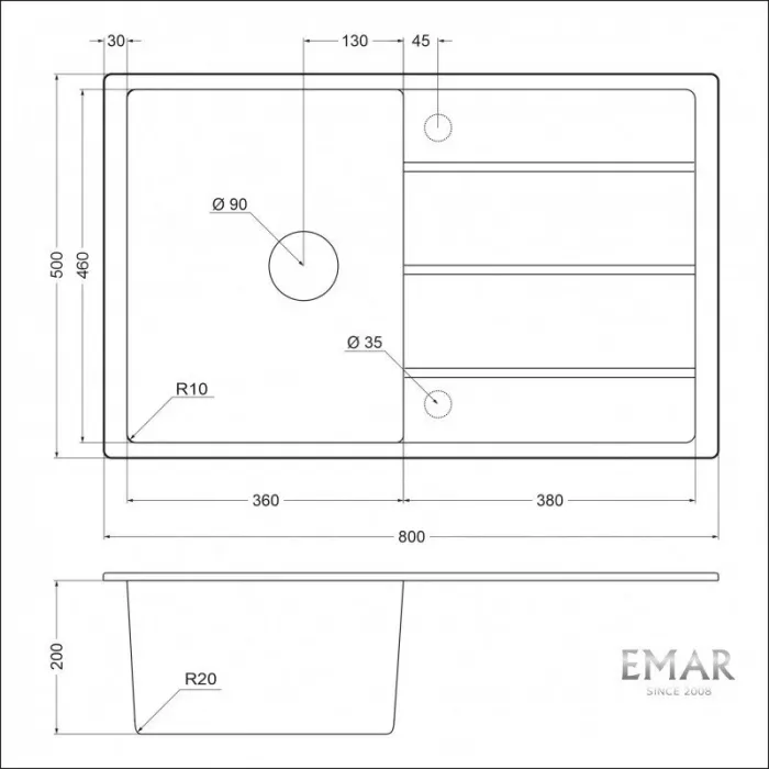 Кухонная мойка Emar Quartz EMQ-1800.Q Сардоникс бежевый