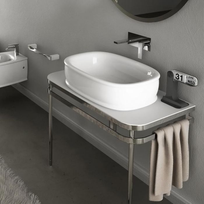 Консоль для раковины ArtCeram Azuley AZA003 71 01 bi/cr, белый / хром