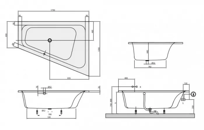 Акриловая ванна Villeroy & Boch Loop&Friends 175х135 UBA175LFS9LIV-01 белый