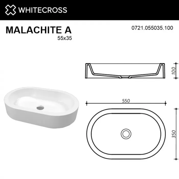 Раковина накладная Whitecross Malachite 0721.055035.100 белый