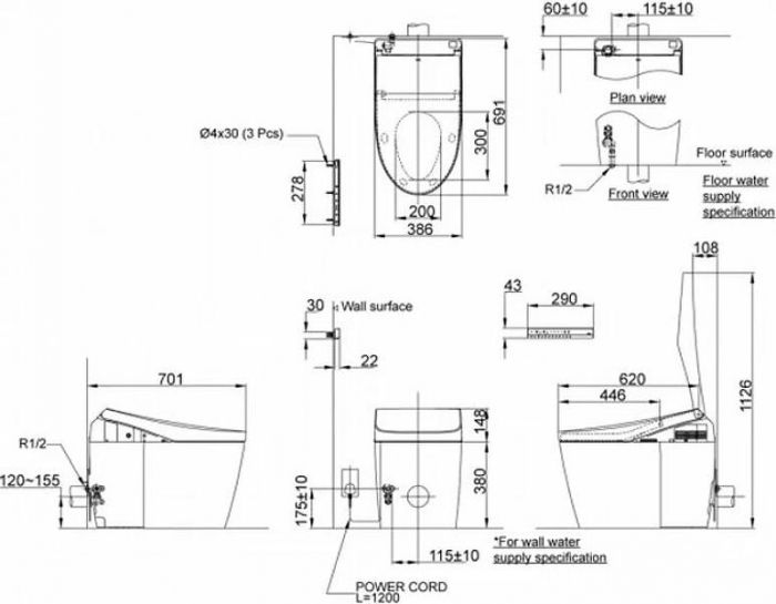 Приставной безободковый унитаз Toto Neorest AH CS989PVR#NW1, белый