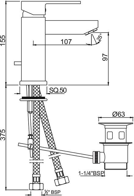Смеситель для раковины Jaquar Kubix-F KUB-CHR-35052FB, хром