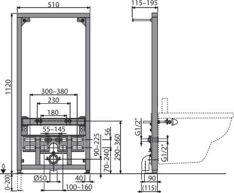 Система инсталляции для биде AlcaPlast A105/1120
