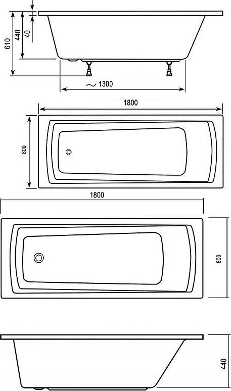 Акриловая ванна Ravak Domino Plus 180x80 C651R00000, белый