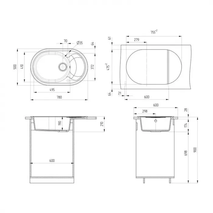 Кухонная мойка Ulgran U-610 U-610-343 серый