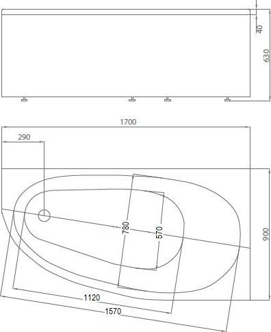 Акриловая ванна Aquatek Дива 170x90 см DIV170-0000003, белый
