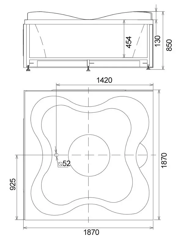 Акриловая ванна Gemy 187х187 G9089 O L белый